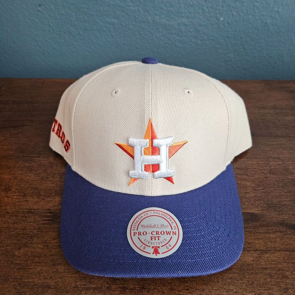 Houston Astros Hat Mitchell and Ness Pro Crown Tan Dome OSFA Snapback Cap NEW